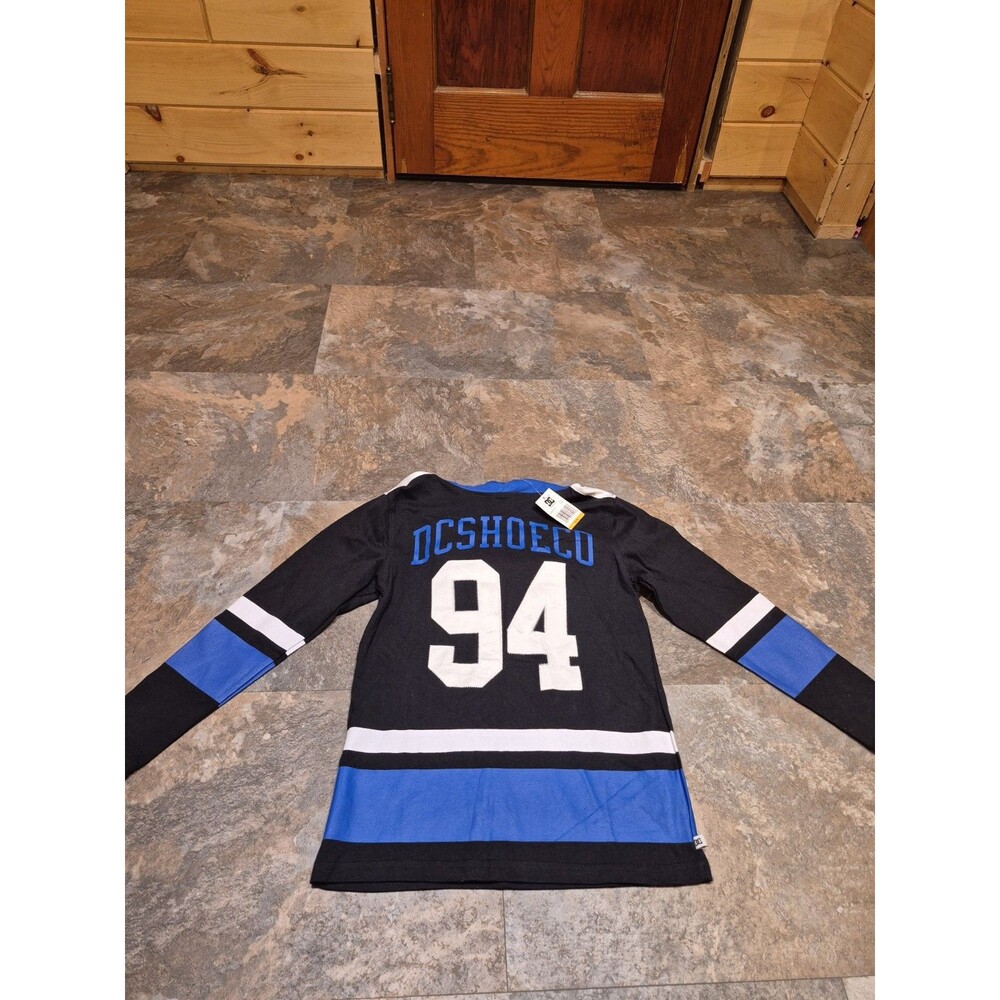 DC Shoes Boys Hooded Black Blue 94 Long Sleeve Shirt SIZE 8 SMALL